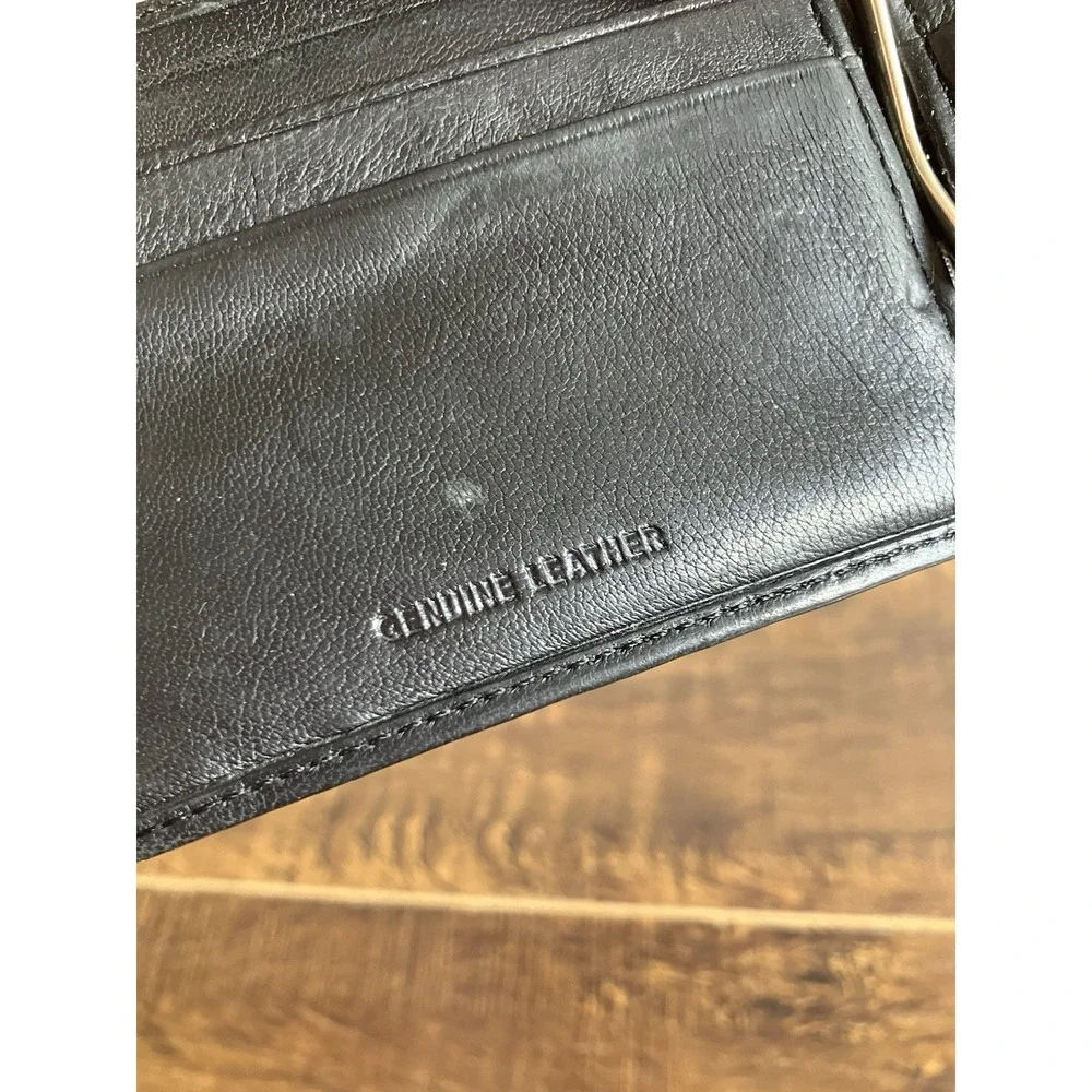 Geoffrey Beene Black Genuine Leather Money Clip Wallet Slim Bifold Card Holder